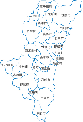 宮崎県内市町村図